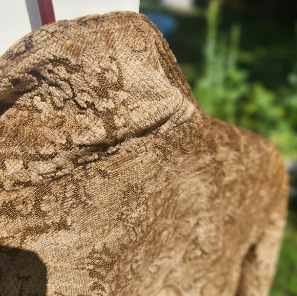 Womens Giancarlo Ferrari Vintage GOLD Jacket GYPSY Festival BOHO lined Zip - Picture 6 of 12